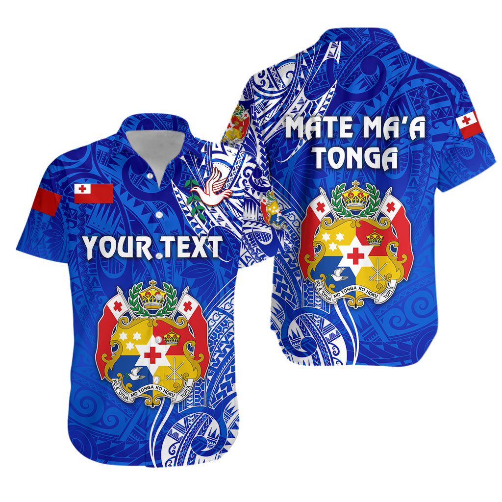 (Custom Personalised) Tonga Coat Of Arms Hawaiian Shirt Simple Vibes - Blue LT8 Unisex Black - Polynesian Pride