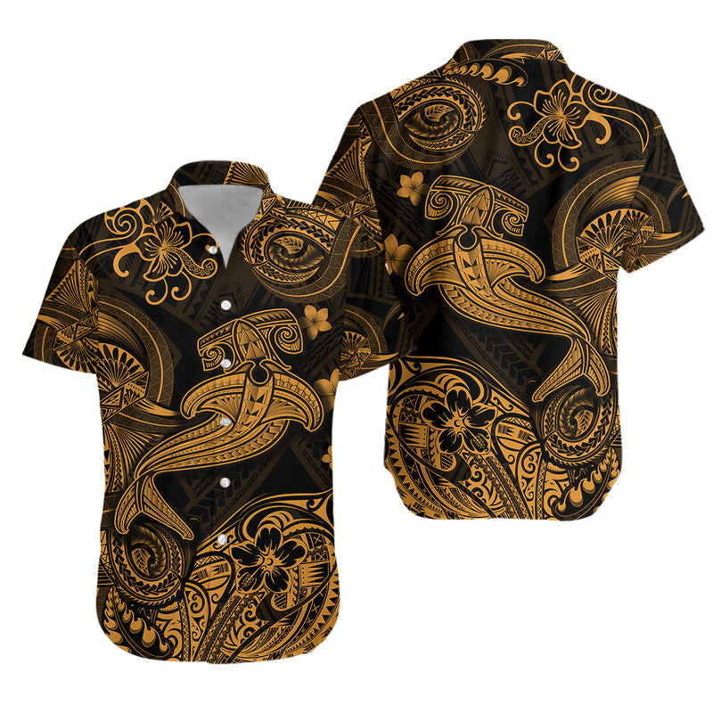 Hawaii Hammer Shark Polynesian Matching Dress and Hawaiian Shirt Matching Couples Outfit Unique Style Gold LT8 - Polynesian Pride