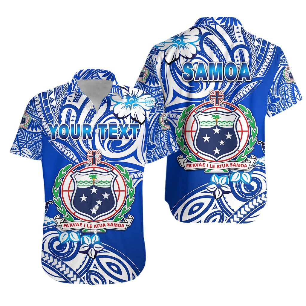 (Custom Personalised) Manu Samoa Rugby Hawaiian Shirt Unique Vibes Coat Of Arms - White Unisex Blue - Polynesian Pride