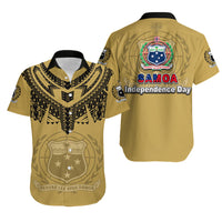 Samoa Independence Day Tribal Tattoo Coat Of Arms Hawaiian Shirt No.2 LT6 Unisex Gold - Polynesian Pride