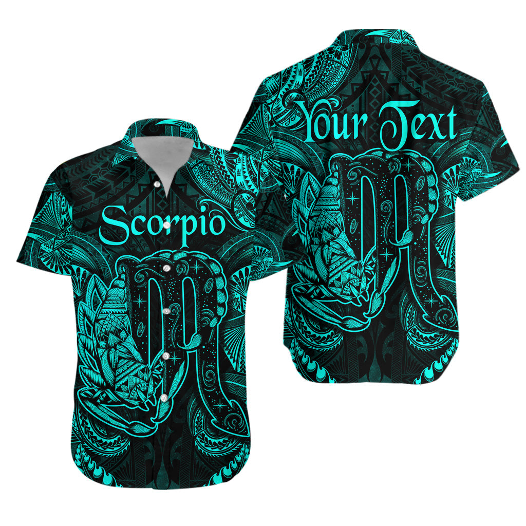 (Custom Personalised) Scorpio Zodiac Polynesian Hawaiian Shirt Unique Style - Turquoise LT8 - Polynesian Pride