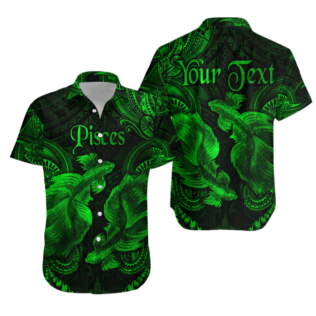 (Custom Personalised) Pisces Zodiac Polynesian Hawaiian Shirt Unique Style - Green LT8 - Polynesian Pride