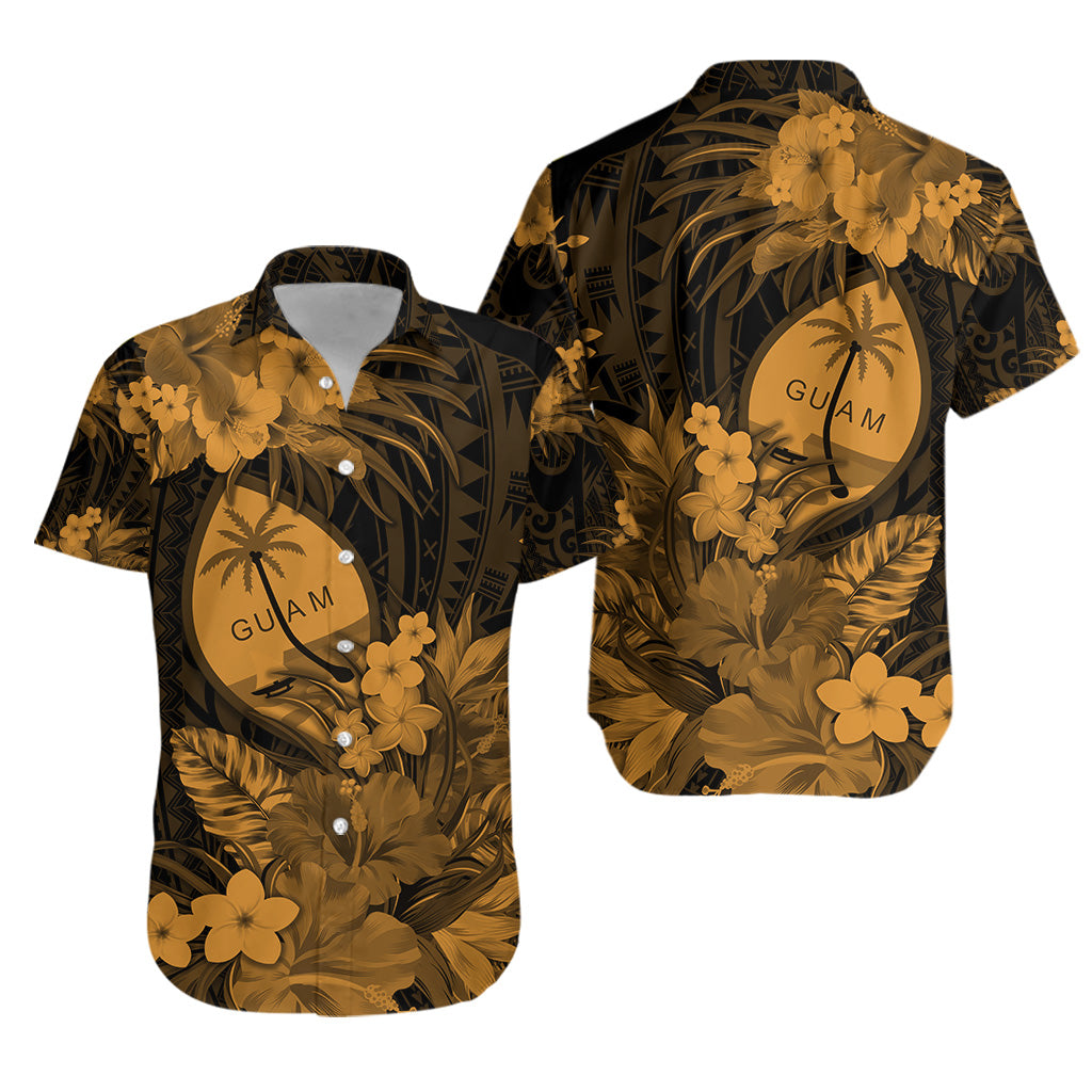 Guam Polynesian Hawaiian Shirt Tropical Flowers - Tan LT8 - Polynesian Pride