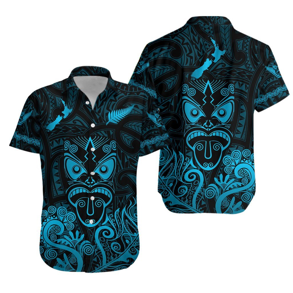 Maori Aotearoa Rugby Haka Hawaiian Shirt New Zealand Silver Fern - Turquoise Unisex Turquoise - Polynesian Pride