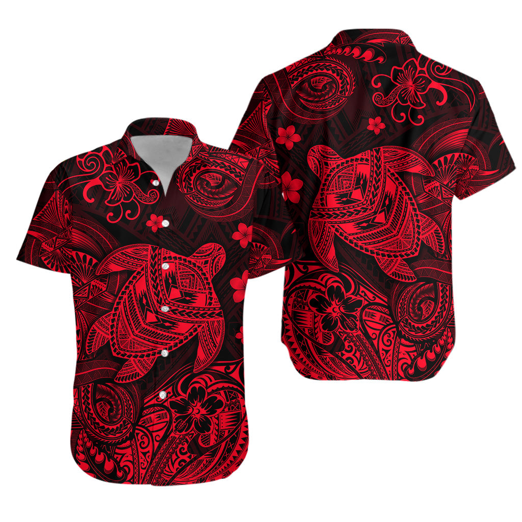 Hawaii Turtle Polynesian Hawaiian Shirt Plumeria Flower Unique Style - Red LT8 - Polynesian Pride