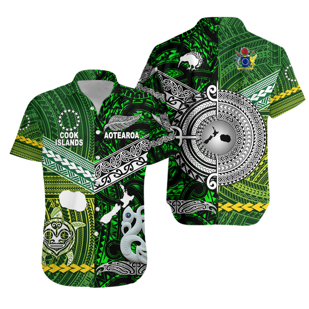 New Zealand Maori Aotearoa Hawaiian Shirt Cook Islands Together - Green LT8 Unisex Green - Polynesian Pride