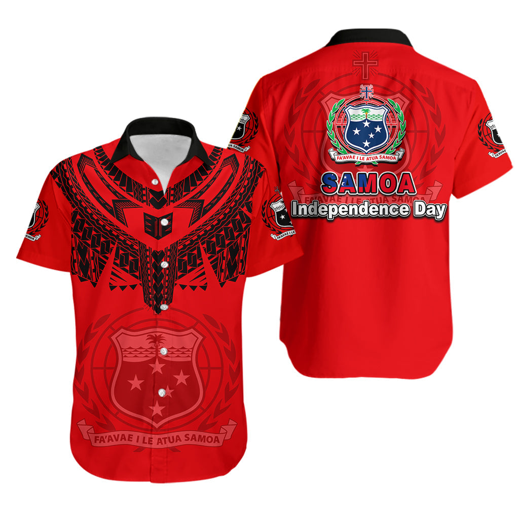 Samoa Independence Day Tribal Tattoo Coat Of Arms Hawaiian Shirt No.1 LT6 Unisex Red - Polynesian Pride
