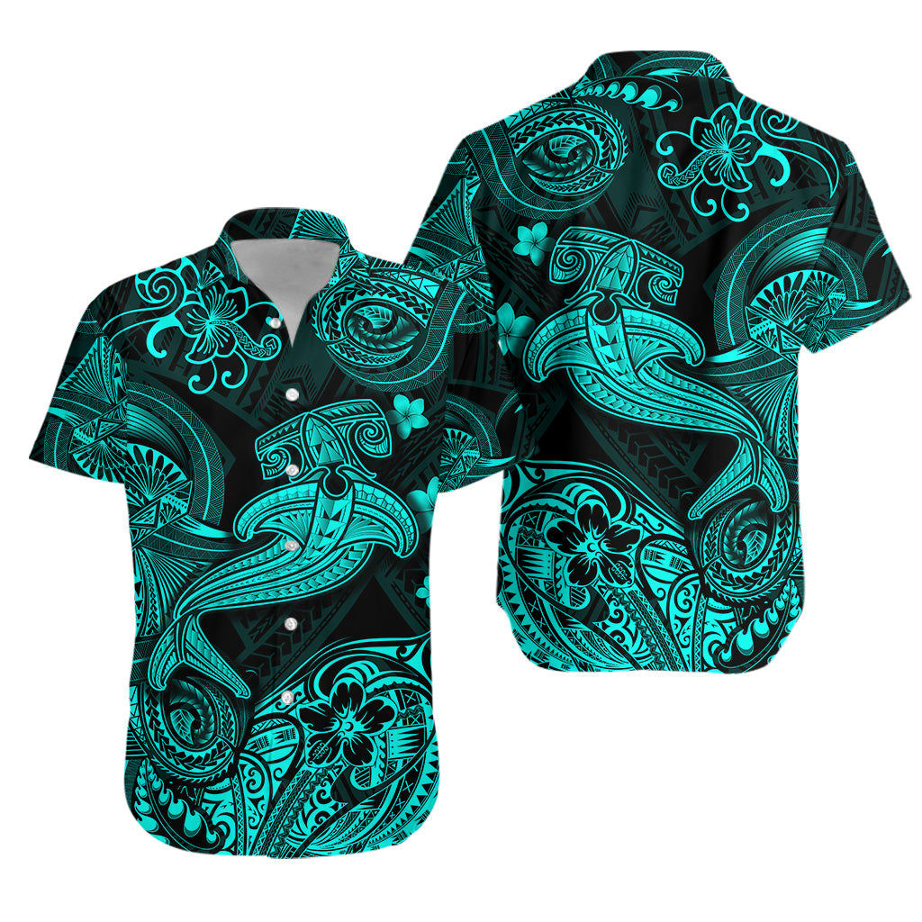 Hawaii Hammer Shark Polynesian Hawaiian Shirt Unique Style - Turquoise LT8 - Polynesian Pride