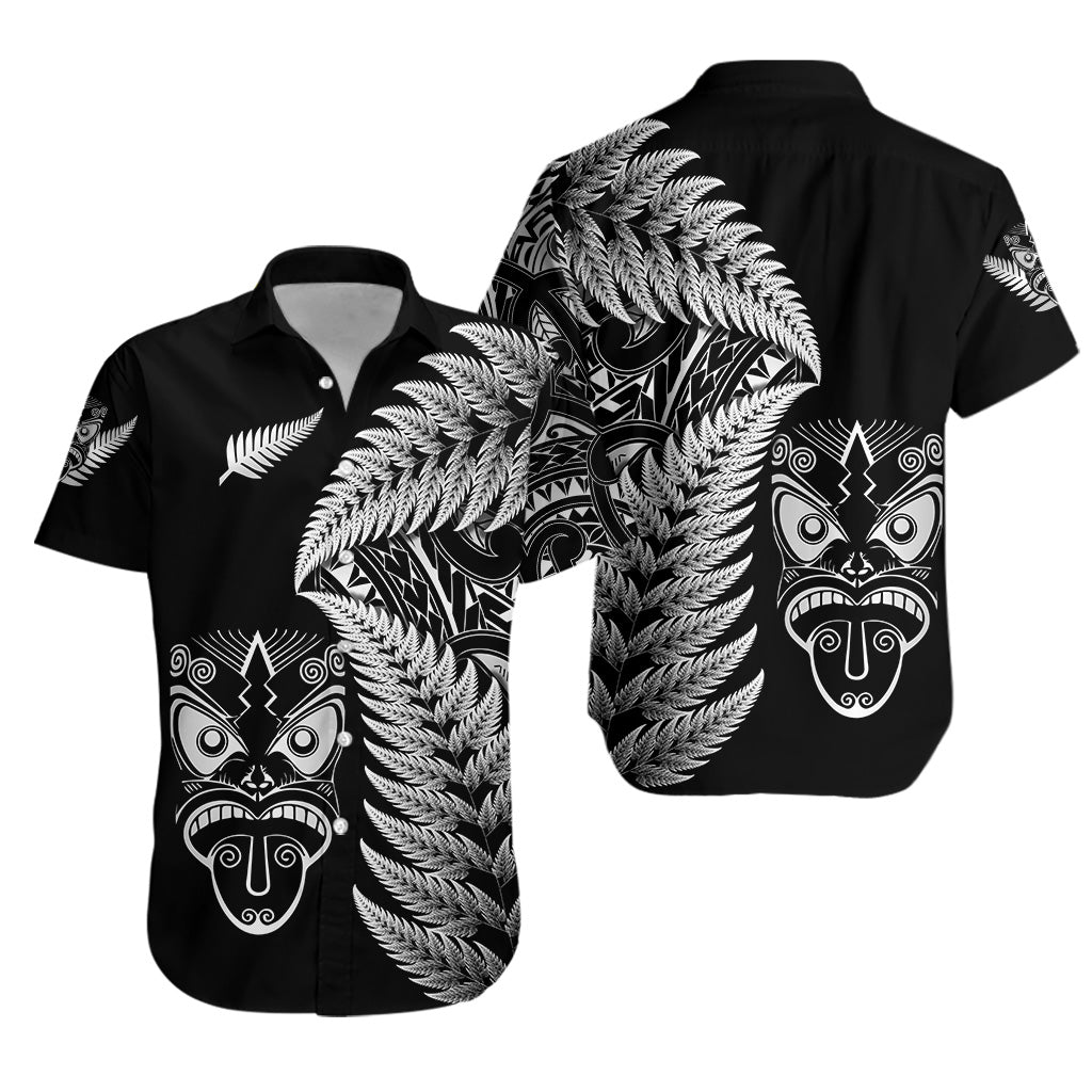 New Zealand Haka Rugby Maori Hawaiian Shirt Silver Fern Vibes - Black LT8 - Polynesian Pride