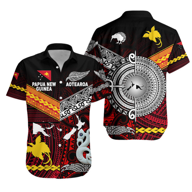 New Zealand And Papua New Guinea Hawaiian Shirt Together - Red LT8 Unisex Red - Polynesian Pride