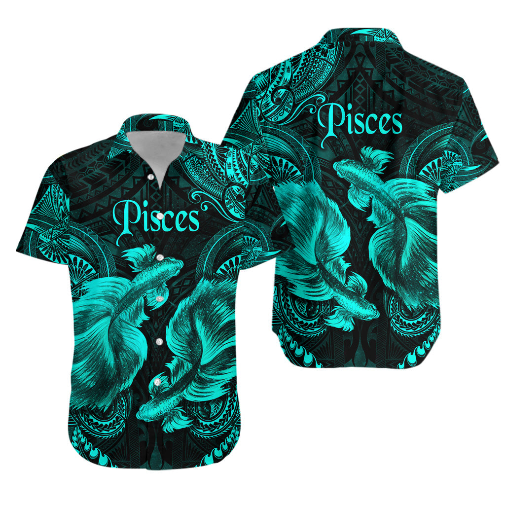 Pisces Zodiac Polynesian Hawaiian Shirt Unique Style - Turquoise LT8 - Polynesian Pride