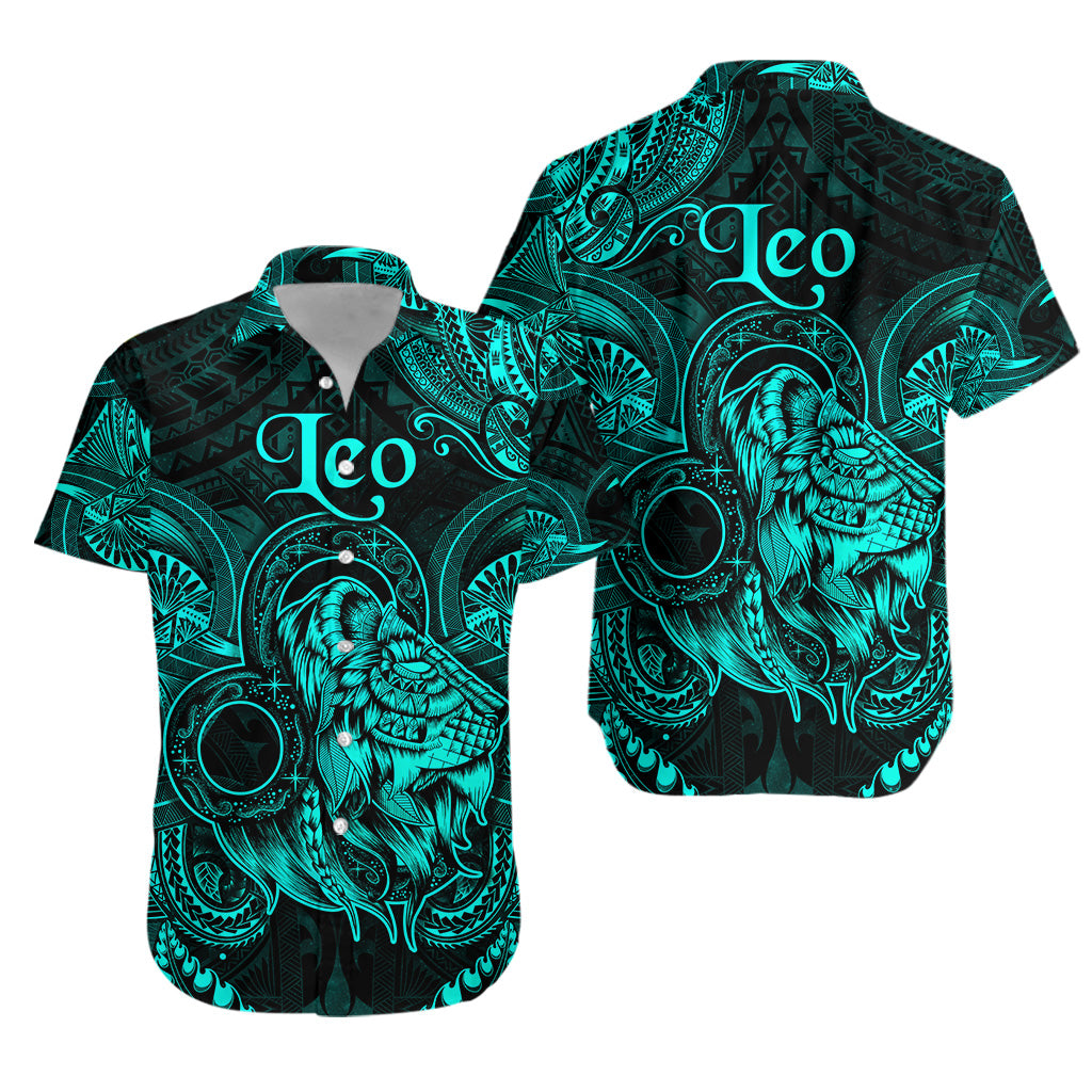 Leo Zodiac Polynesian Hawaiian Shirt Unique Style - Turquoise LT8 - Polynesian Pride