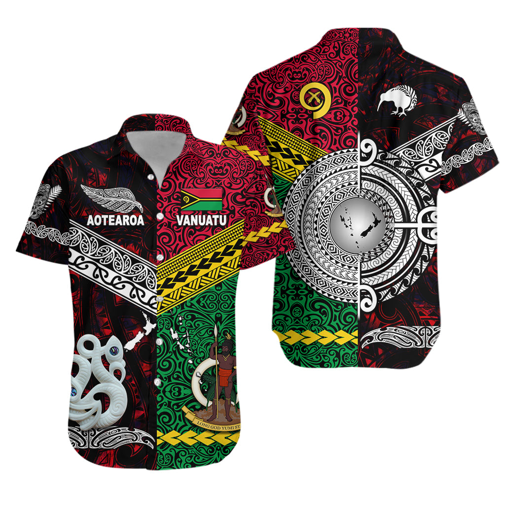 Vanuatu And New Zealand Hawaiian Shirt Together - Red LT8 Unisex Red - Polynesian Pride