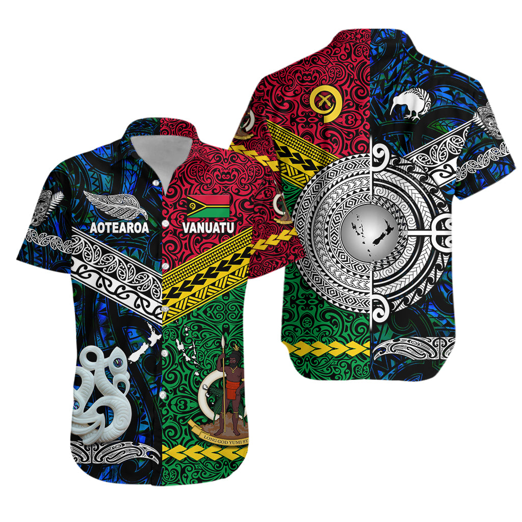 Vanuatu And New Zealand Hawaiian Shirt Together - Blue LT8 Unisex Red - Polynesian Pride