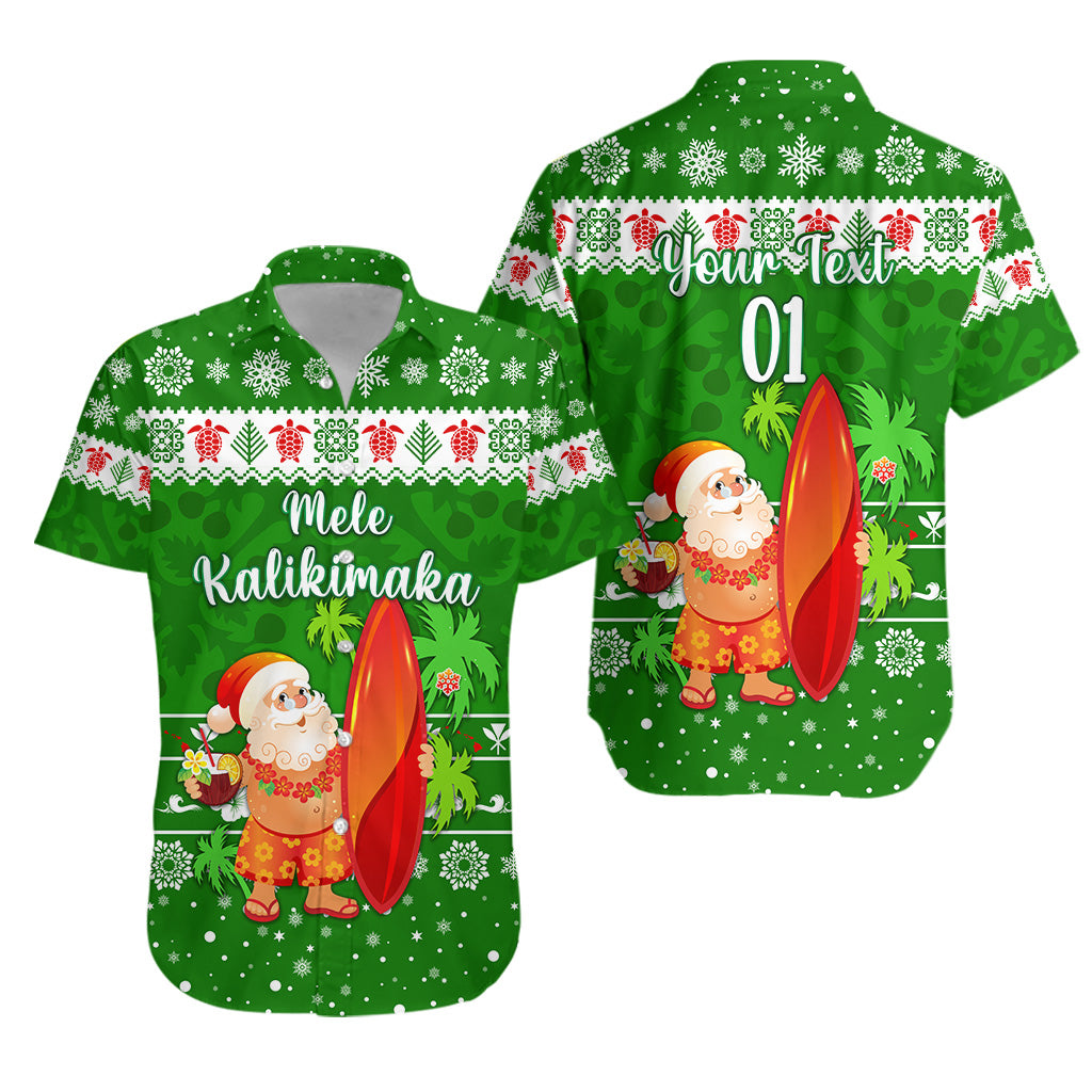 (Custom Personalised) Hawaii Christmas Hawaiian Shirt Santa Claus Surfing Simple Style - Green LT8 - Polynesian Pride