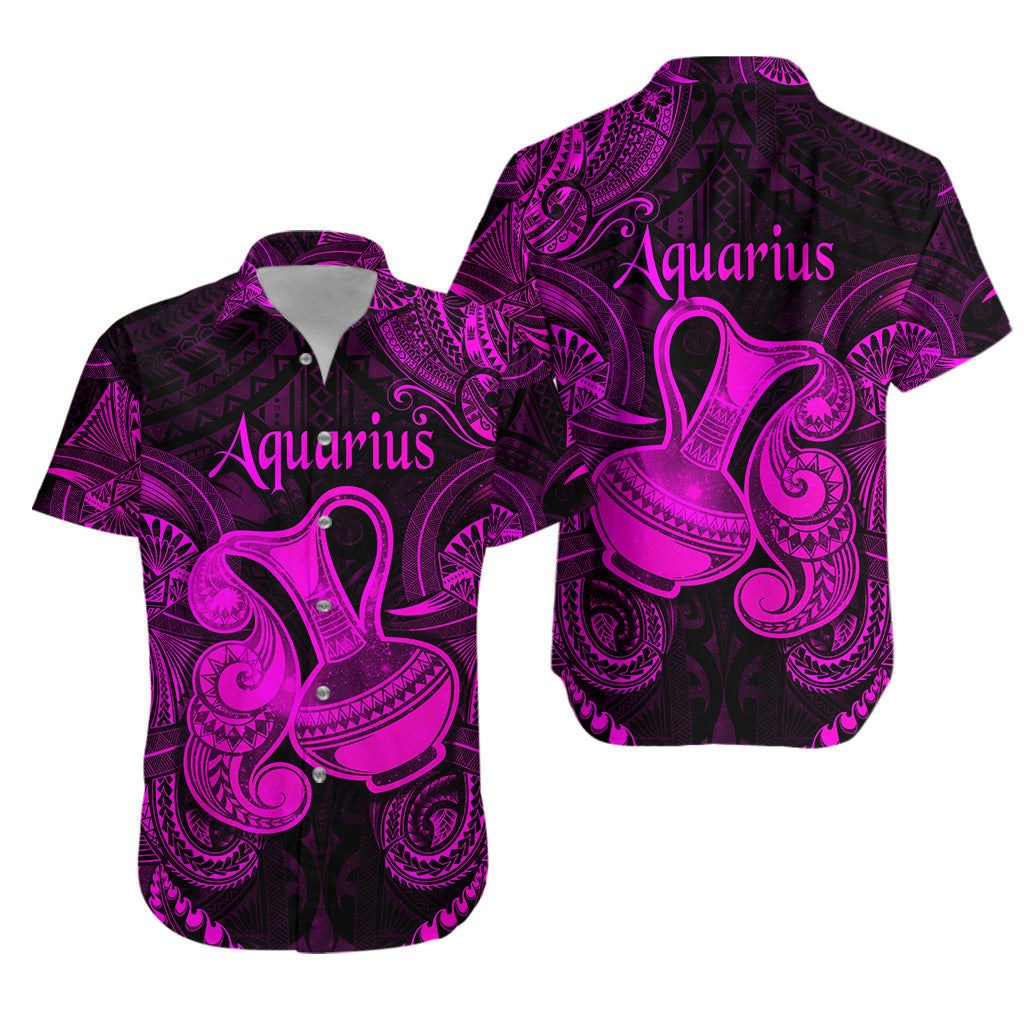 Aquarius Zodiac Polynesian Hawaiian Shirt Unique Style - Pink LT8 - Polynesian Pride