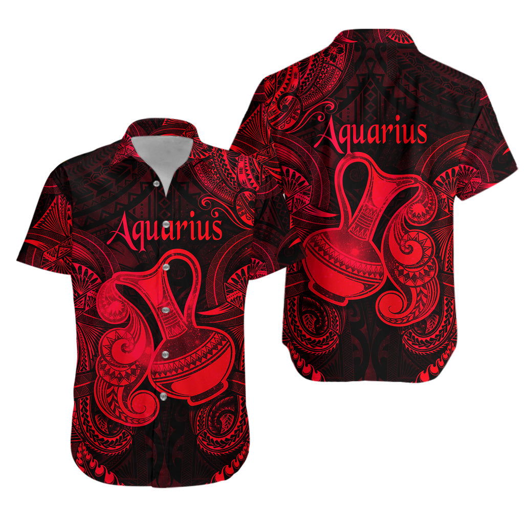 Aquarius Zodiac Polynesian Hawaiian Shirt Unique Style - Red LT8 - Polynesian Pride