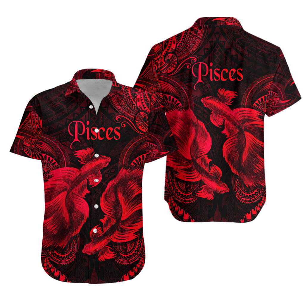 Pisces Zodiac Polynesian Hawaiian Shirt Unique Style - Red LT8 - Polynesian Pride