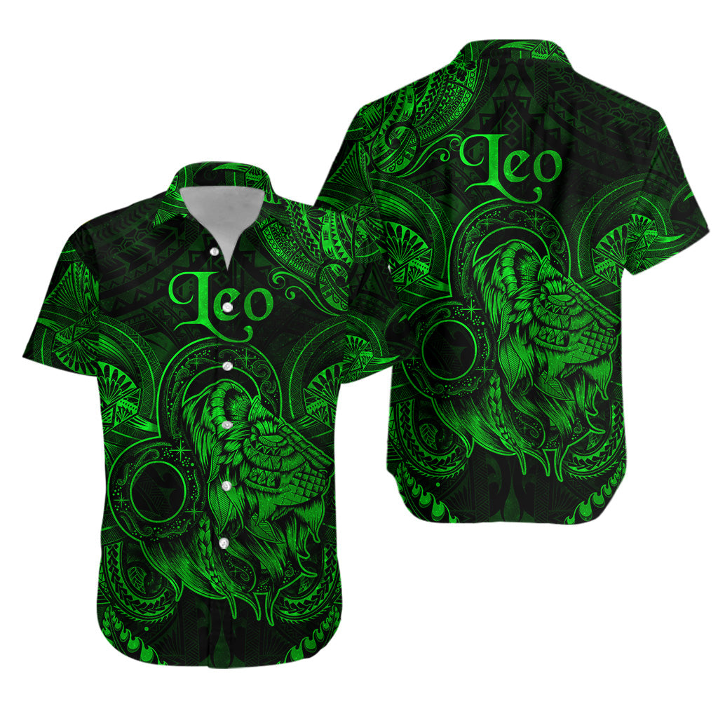 Leo Zodiac Polynesian Hawaiian Shirt Unique Style - Green LT8 - Polynesian Pride