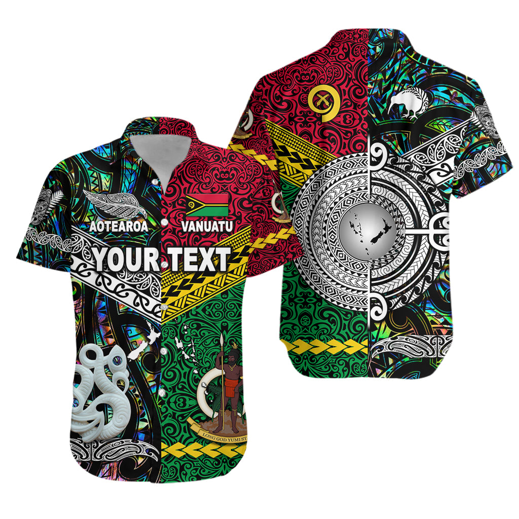 (Custom Personalised) Vanuatu And New Zealand Hawaiian Shirt Together - Paua Shell LT8 Unisex Red - Polynesian Pride