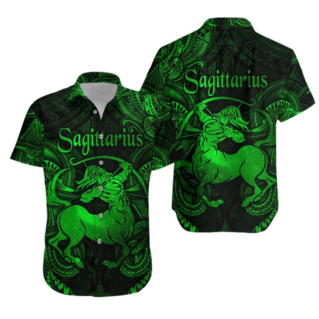 Sagittarius Zodiac Polynesian Hawaiian Shirt Unique Style - Green LT8 - Polynesian Pride