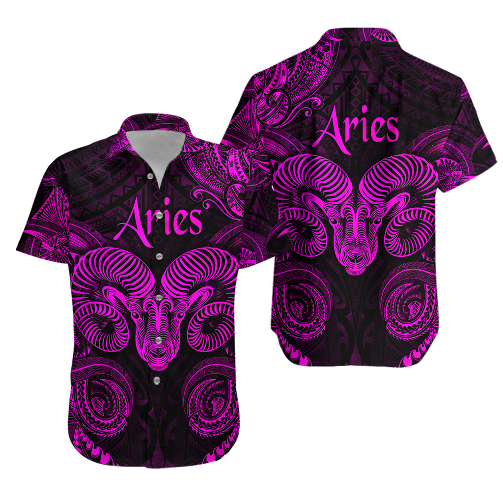 Aries Zodiac Polynesian Hawaiian Shirt Unique Style - Pink LT8 - Polynesian Pride