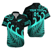 (Custom Personalised) New Zealand Rugby Maori Hawaiian Shirt Silver Fern Koru Vibes - Turquoise LT8 - Polynesian Pride