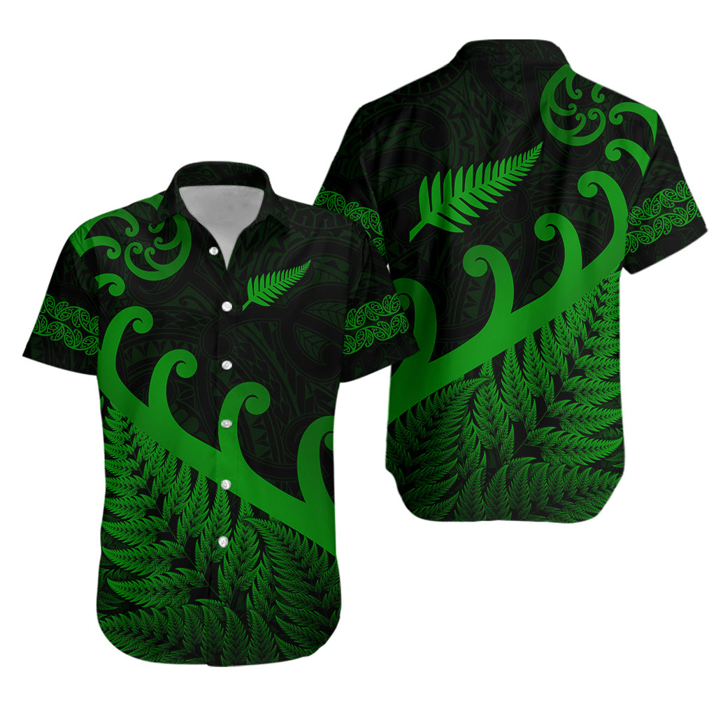 New Zealand Rugby Maori Hawaiian Shirt Silver Fern Koru Vibes - Green LT8 - Polynesian Pride