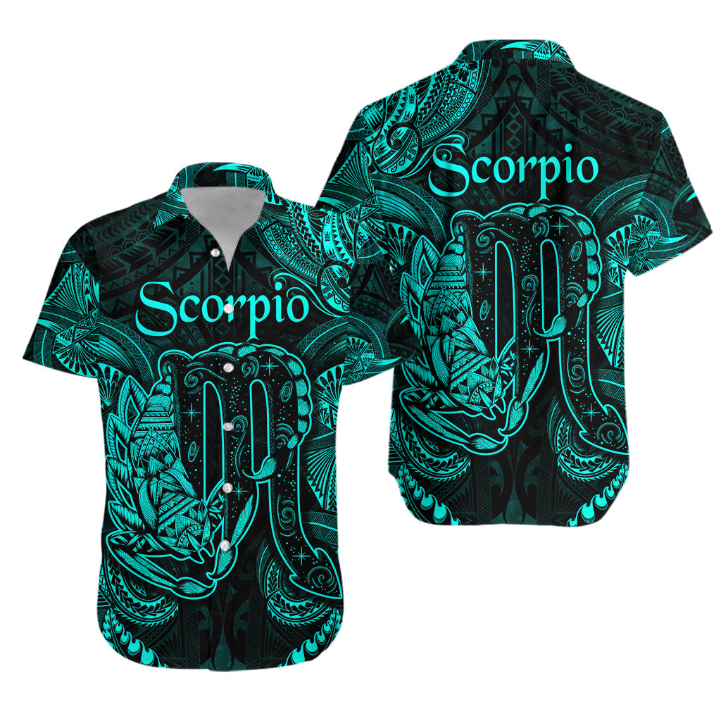 Scorpio Zodiac Polynesian Hawaiian Shirt Unique Style - Turquoise LT8 - Polynesian Pride