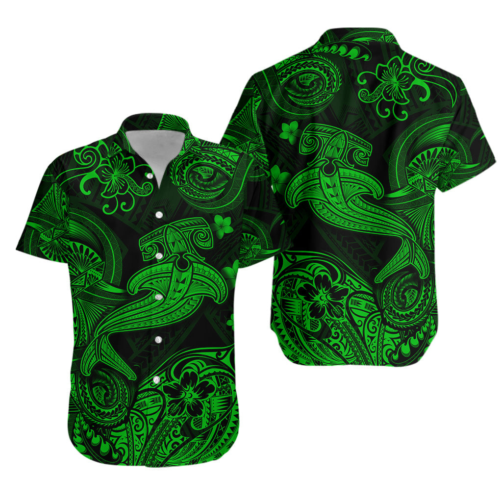 Hawaii Hammer Shark Polynesian Hawaiian Shirt Unique Style - Green LT8 - Polynesian Pride