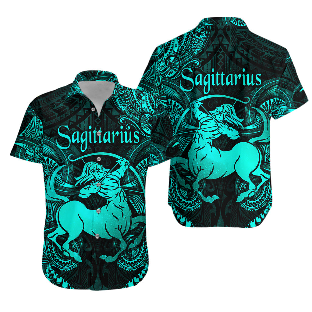 Sagittarius Zodiac Polynesian Hawaiian Shirt Unique Style - Turquoise LT8 - Polynesian Pride