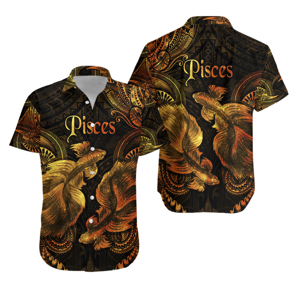 Pisces Zodiac Polynesian Hawaiian Shirt Unique Style - Gold LT8 - Polynesian Pride