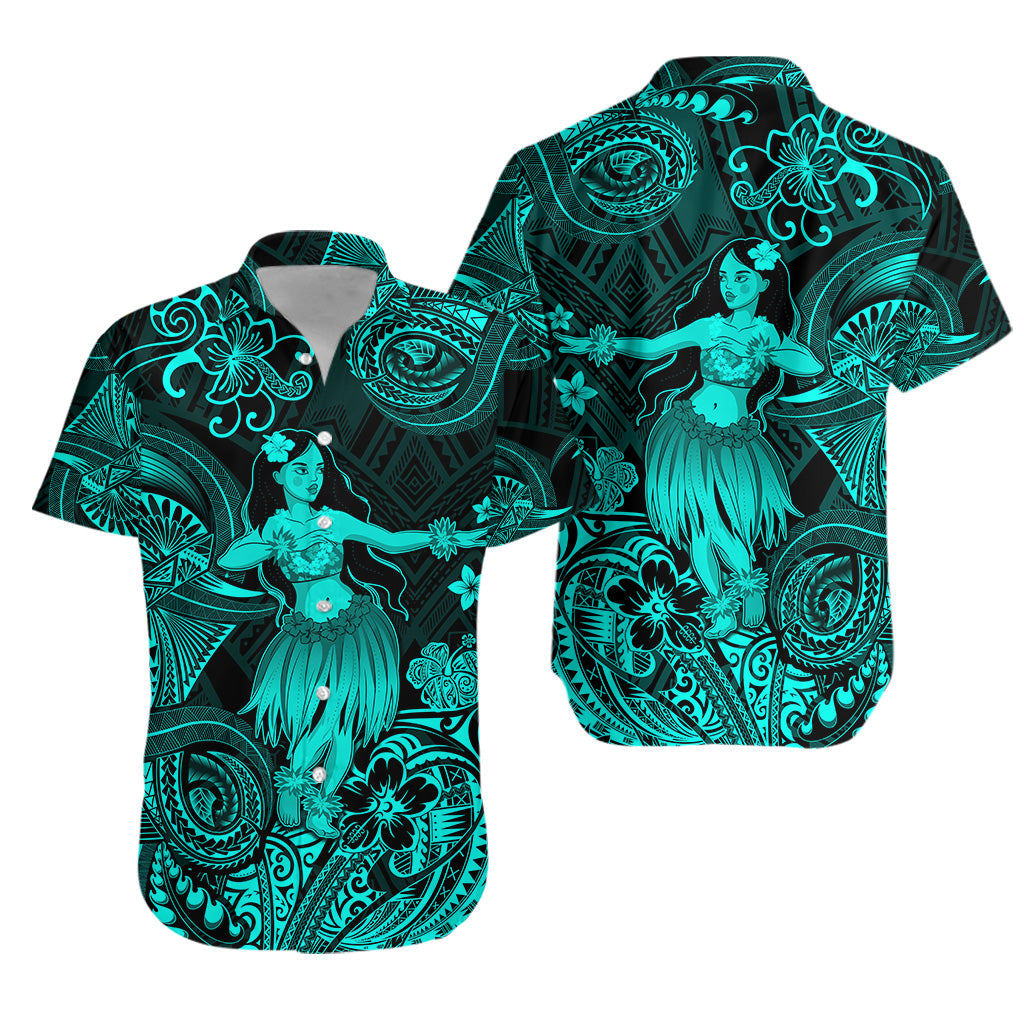 Hawaii Hula Girl Polynesian Hawaiian Shirt Unique Style - Turquoise LT8 - Polynesian Pride