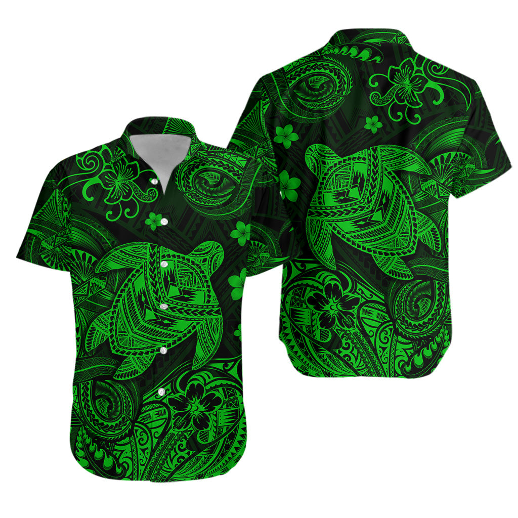 Hawaii Turtle Polynesian Hawaiian Shirt Plumeria Flower Unique Style - Green LT8 - Polynesian Pride