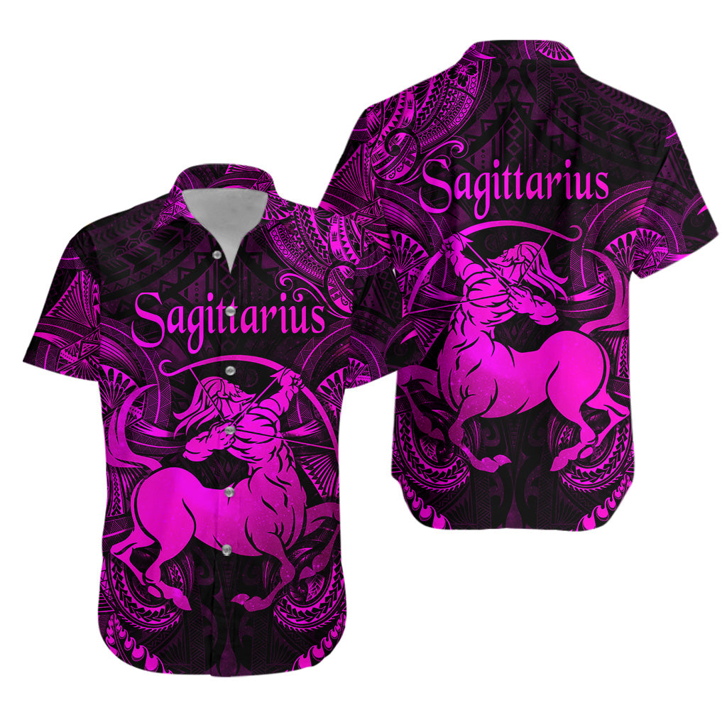 Sagittarius Zodiac Polynesian Hawaiian Shirt Unique Style - Pink LT8 - Polynesian Pride