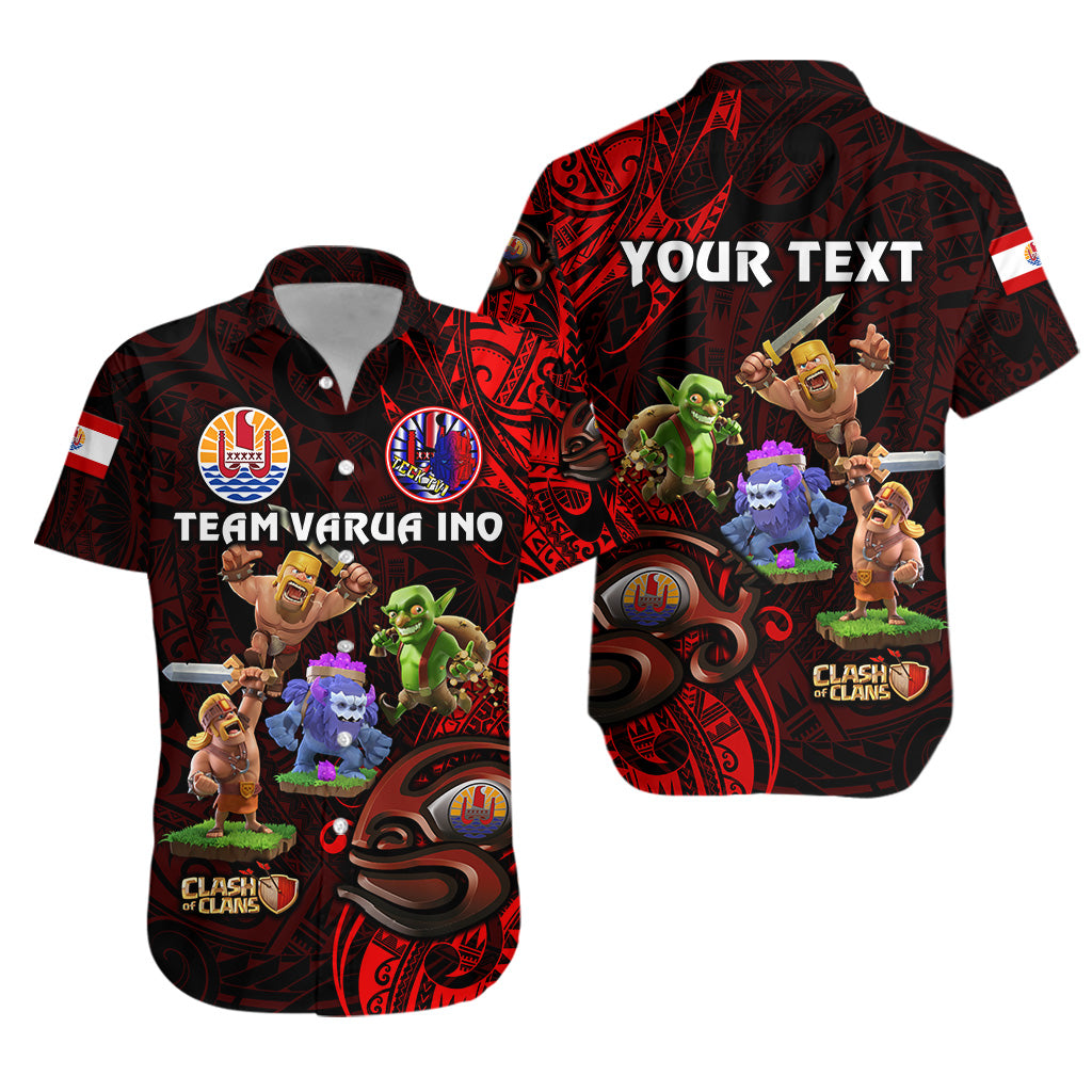 (Custom Personalised) Tahiti Eimeo Teahamai - PC Hawaiian Shirt Team Varua Ino - Black LT8 Unisex Red - Polynesian Pride