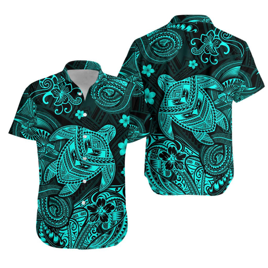 Hawaii Turtle Polynesian Hawaiian Shirt Plumeria Flower Unique Style - Turquoise LT8 - Polynesian Pride