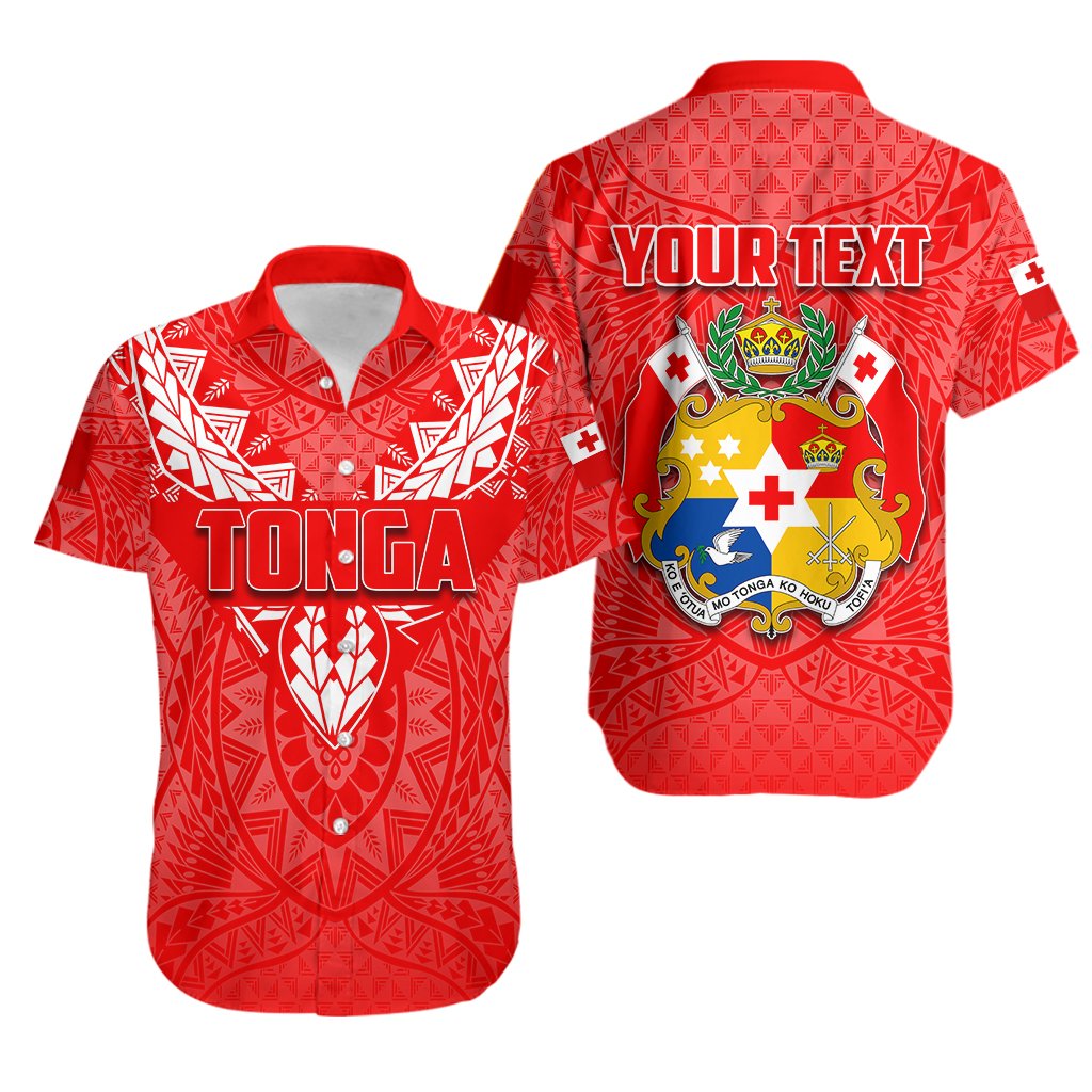 (Custom Personalised)Tonga Rugby Hawaiian Shirt Polynesian With Coat Of Arms Style Unisex Red - Polynesian Pride