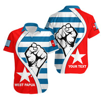 (Custom Personalised)West Papua Hawaiian Shirt Clenched Hands Flag LT6 Unisex Blue - Polynesian Pride
