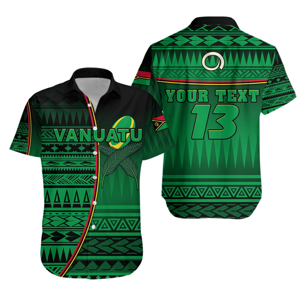 (Custom Personalised) Vanuatu Rugby Hawaiian Shirt Impressive Version - Custom Text and Number Unisex Green - Polynesian Pride