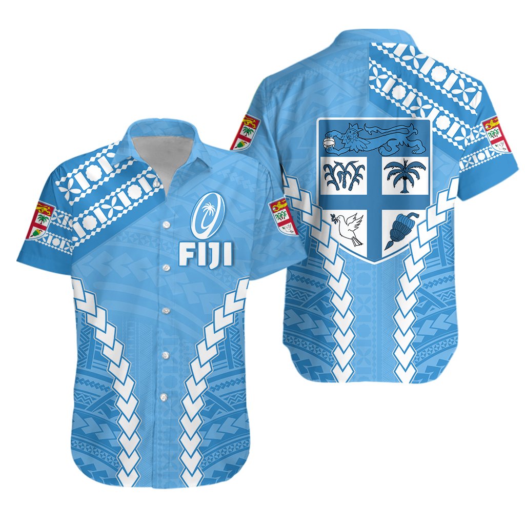 Fiji Rugby Hawaiian Shirt Fresh Version Blue Unisex Blue - Polynesian Pride