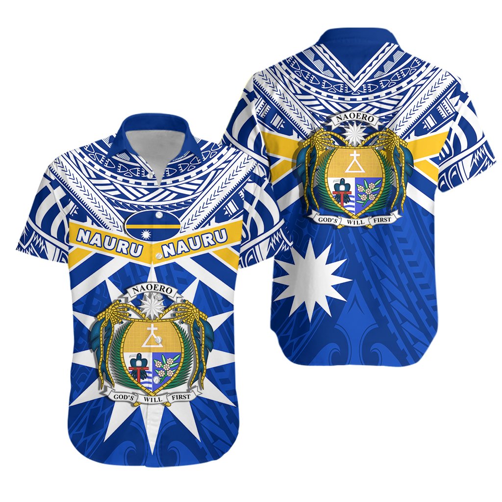 Nauru Rugby Hawaiian Shirt Symbol Star Polynesian Unisex Blue - Polynesian Pride