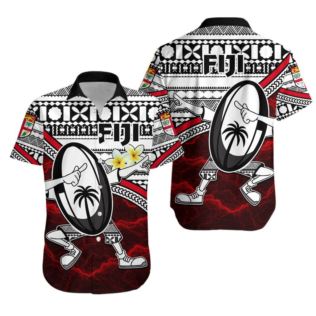 Fiji Rugby Hawaiian Shirt Tapa Cloth Dab Trend Creative Red Unisex Red - Polynesian Pride