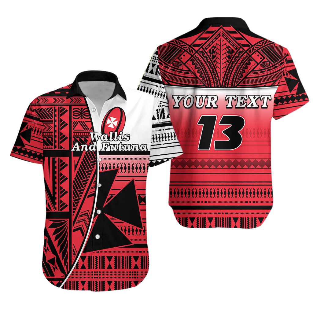 (Custom Personalised) Wallis and Futuna Rugby Hawaiian Shirt Polynesian Clever Red - Custom Text and Number Unisex Red - Polynesian Pride