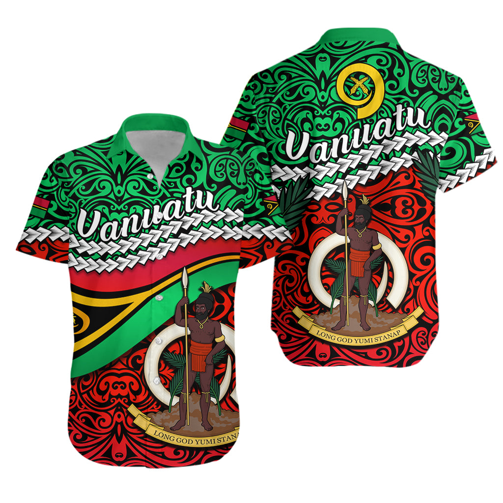 Proud Vanuatu Hawaiian Shirt Pattern Mix Flag LT13 Unisex Green - Polynesian Pride