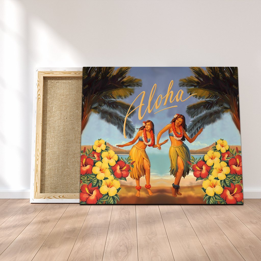 Hawaiian Aloha Hula Girl Hibiscus Polynesian Canvas - AH Canvas Poly-cotton - Polynesian Pride