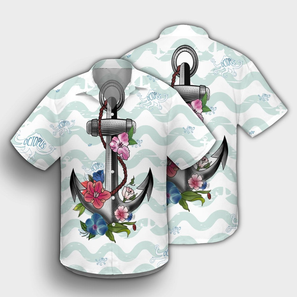 Hawaiian Anchor Hibiscus Wave Hawaiian Shirt - AH - Polynesian Pride