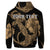 Custom Hawaiian Anchor Poly Tribal Hibiscus Polynesian Hoodie Gold - Polynesian Pride