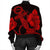 Hawaiian Anchor Poly Tribal Hibiscus Polynesian Bomber Jacket Red - AH - Polynesian Pride