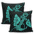 Hawaiian Anchor Poly Tribal Hibiscus Polynesian Pillow Covers Turquoise - AH - Polynesian Pride